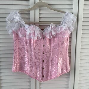 💗 Pink Corset Top w/ Lace